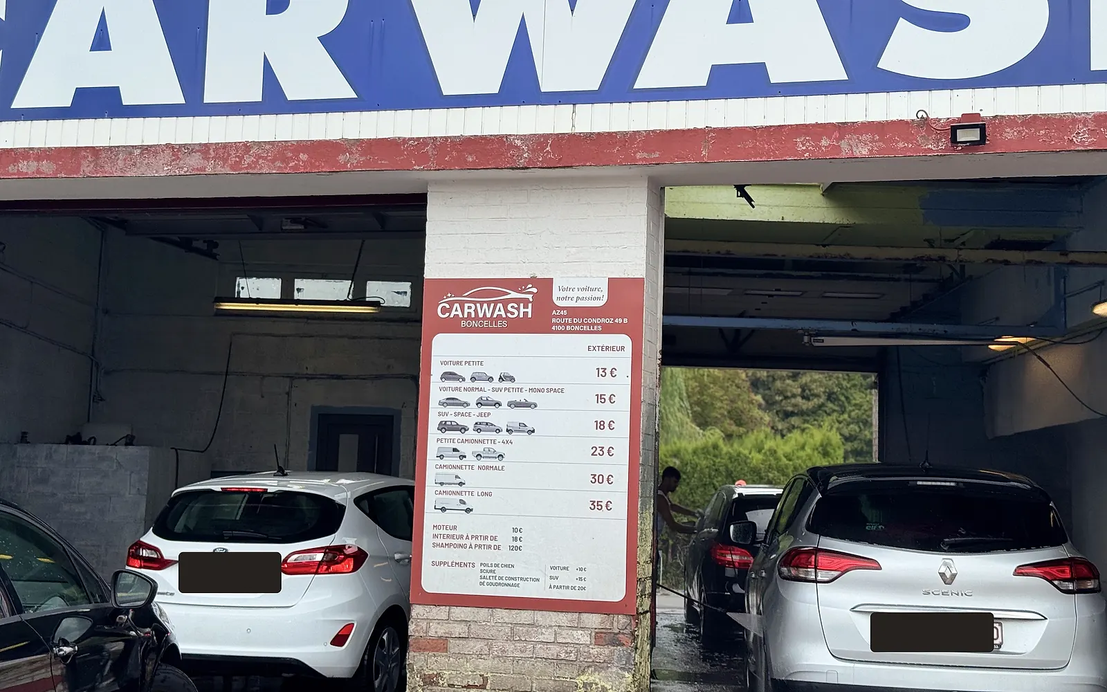 Façade et enseigne de Car Wash Boncelles, Route du Condroz